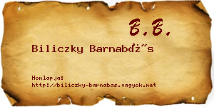 Biliczky Barnabás névjegykártya
